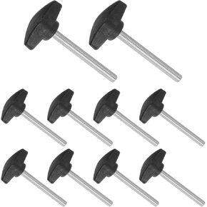 Tee Wing Knobs Thumb Screw, M6 x 60mm Male Thread, Plastic T Thumb Clamping Screw Threaded Stud Hand Knobs Grip, (Applications: for Machinery Lathes), 10-Pieces