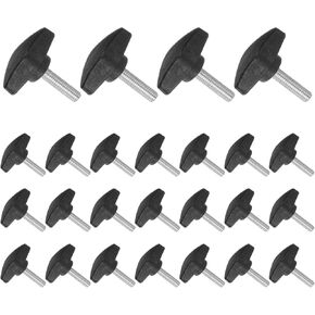 Tee Wing Knobs Thumb Screw, M6 x 25mm Male Thread, Plastic T Thumb Clamping Screw Threaded Stud Hand Knobs Grip, (Applications: for Machinery Lathes), 25-Pieces