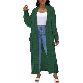 Womens Long Cardigan Sweater Open Front Long Sleeve Chunky Cable Knit Duster Outerwear Maxi 2024 Fall Jacket Coats in Kuwait