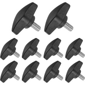 Tee Wing Knobs Thumb Screw, M6 x 12mm Male Thread, Plastic T Thumb Clamping Screw Threaded Stud Hand Knobs Grip, (Applications: for Machinery Lathes), 10-Pieces