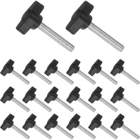 Tee Wing Knobs Thumb Screw, M6 x 40mm Male Thread, Plastic T Thumb Clamping Screw Threaded Stud Hand Knobs Grip, (Applications: for Machinery Lathes), 20-Pieces