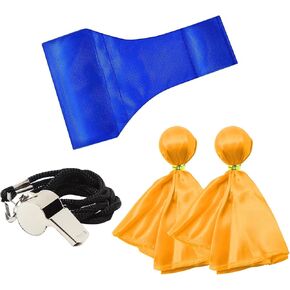 VKT Football Referee Gear Set Football Yellow Penalty Flags and Stainless Steel Whistle Referee Bean Bag for Soccer Ref Umpire Coaches Halloween