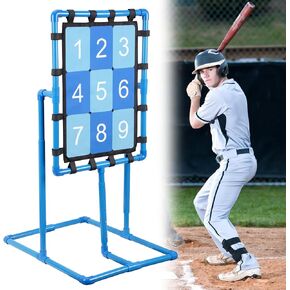Hikeen Baseball Strike Zone Target, 4 Levels Adjust PVC Strike Zone Target Set for Wiffle Ball and Blitzball Pitching Training with Ground Nails & Carry Bag Easy to Assemble for Kids and Adults