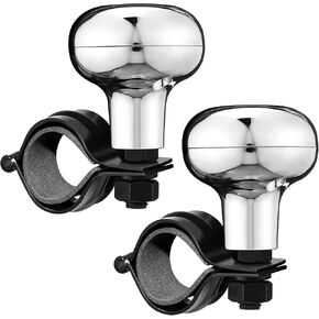 2 Pieces Steering Wheel Knob Spinner Suicide Knobs Steering Wheel 360 Degrees Rotation Tractor Accessories for Cars, Trucks, Tractors, Boats, Golf Carts (Black and Brown) in Kuwait