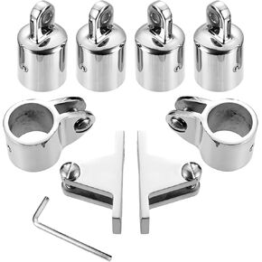 Mtsooning 9PCS Boat Bimini Top Hardware 316 Stainless Steel Kit with Boat Jaw Slide, Cap Eye End, and Deck Hinge Fits 7/8'' or 1'' OD OD Boat Fittings Heavy Dudy Parts