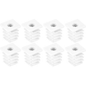 uxcell Square Tubes, 16Pcs 19 x 19mm - PP Chair Cover with M6 Thread, Threaded Insert for Furniture Feet, Adjustable Leg Plug Chair Pipe End Caps (White)