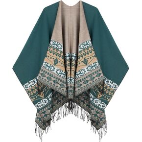 Women's Shawl Wrap Poncho Ruana Cape Cardigan Sweater Open Front for Fall Winter Spring