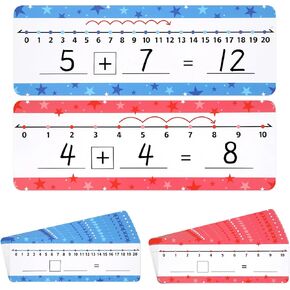 32 Pack Dry Erase Number Line Board Card Lapboard Double Sided Writable and Erasable Board Card Featuring 0-10 Number Line On One Side 0-20 On The Other for Kids Students Math Manipulatives (11.5"x4")
