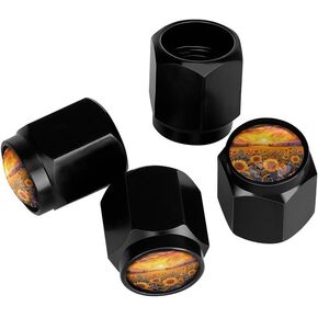 Halloween Black Cat Bat Tire Valve Stem Caps, Aluminum Black Stem Tire Valve Caps Universal Stem Covers for Cars, SUVs, Trucks, Bikes, Motorcycles, Bicycles (4 Pack)