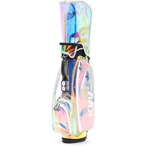 KVV Fashion Golf Stand Bag Clear Holographic Colorful, 14-Way Top Dividers, Waterproof TPU Material