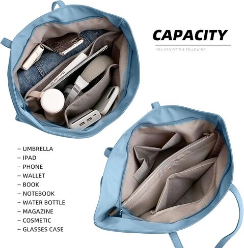 Casual Nylon Tote Bag for Women Water Resistant Shoulder Tote Handbag with Zipper for Wrok Travel in Saudi Arabia