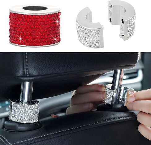 4PCS Bling Car Headrest Collars, Crystal Rhinestone Automotive Head Rest Collars, Vehicle Interior Rings Decor Charm Accessories for Women Girls, Universal for RV, SUV, Truck (AB Color) in Saudi Arabia