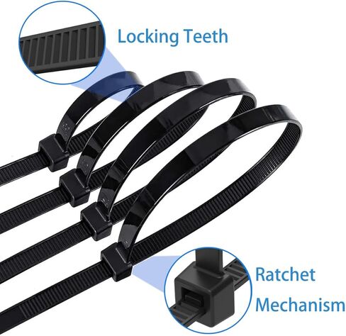250 PCS Black Nylon Zip Ties, Heavy Duty, 16 Inch, 40LB Tensile Strength - Ideal for Outdoor Use, Home Fence, Green Plants in Saudi Arabia