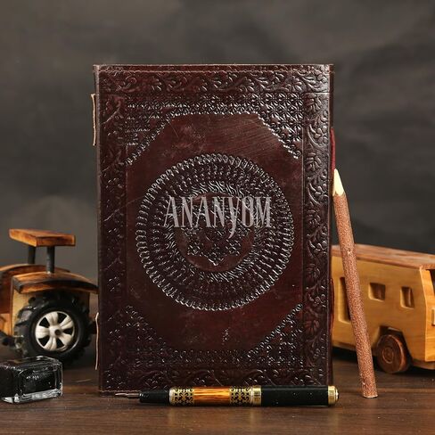 Handmade Leather Journal, Vintage Color, Tree of Life Hand Embossed Design, Genuine Leather Notebook Diary,Sketchbook with Two Brass Clasp Lock, Journal for Men & Women, Office Journal Deckle in Saudi Arabia