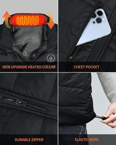 سترة DOACE المُدفأة (أسود، XL) مع بطارية مطورة بقدرة 10000 مللي أمبير في الساعة in Kuwait