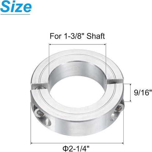 uxcell 2Pcs Double Split Clamp-On Shaft Collar for 1-3/8" Shaft, Two-Piece Clamping Collar 2-1/4" OD, 9/16" Thickness, Aluminum Alloy Set Screw Split Collar Clamp in Saudi Arabia