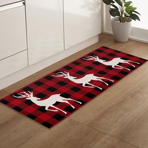 Runner Rugs, Christmas Gingerbread Man Socks Glove Snowflake Candy Canes Non Slip Low Profile Hallway Runner Rug for Entryway Entrance Kitchen Laundry Room Bedroom, 18"X47.2" in Saudi Arabia