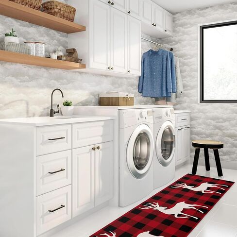 Runner Rugs, Christmas Gingerbread Man Socks Glove Snowflake Candy Canes Non Slip Low Profile Hallway Runner Rug for Entryway Entrance Kitchen Laundry Room Bedroom, 18"X47.2" in Saudi Arabia