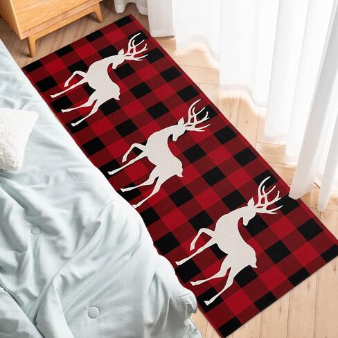 Runner Rugs, Christmas Gingerbread Man Socks Glove Snowflake Candy Canes Non Slip Low Profile Hallway Runner Rug for Entryway Entrance Kitchen Laundry Room Bedroom, 18"X47.2" in Saudi Arabia