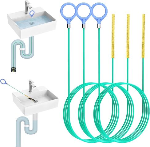 50 Inch Sink Drain Snake Hair Clog Remover Tool, Unbreakable Metal with Nylon Coating Drain Cleaner Tool, Drain Cleaner Hair Catcher Remover for Shower, Pipe Drain, Bathroom Sink Tub (3 Pack) in Saudi Arabia