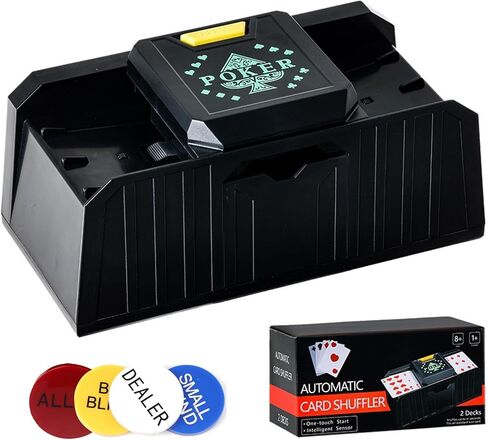 Automatic Card Shuffler, 1-2 Decks Poker Shuffler Portable Card Shuffler, Intelligent Sensor One-Touch Start Playing Card Shuffler Machine for Casino, Club Gaming and Home Party (Green) in Kuwait