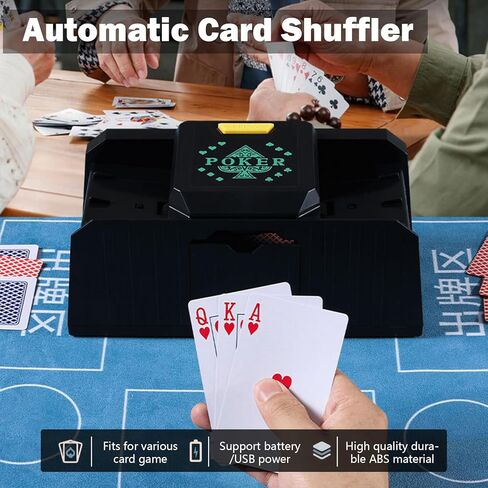 Automatic Card Shuffler, 1-2 Decks Poker Shuffler Portable Card Shuffler, Intelligent Sensor One-Touch Start Playing Card Shuffler Machine for Casino, Club Gaming and Home Party (Green) in Kuwait