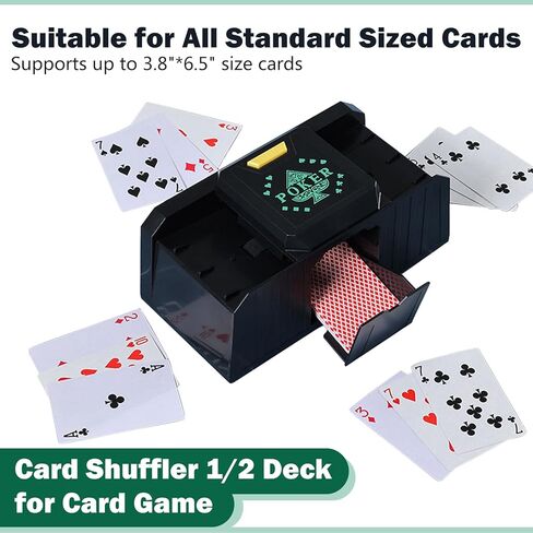 Automatic Card Shuffler, 1-2 Decks Poker Shuffler Portable Card Shuffler, Intelligent Sensor One-Touch Start Playing Card Shuffler Machine for Casino, Club Gaming and Home Party (Green) in Kuwait