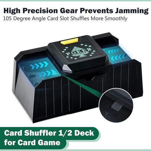Automatic Card Shuffler, 1-2 Decks Poker Shuffler Portable Card Shuffler, Intelligent Sensor One-Touch Start Playing Card Shuffler Machine for Casino, Club Gaming and Home Party (Green) in Kuwait