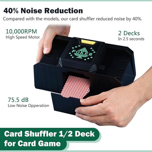 Automatic Card Shuffler, 1-2 Decks Poker Shuffler Portable Card Shuffler, Intelligent Sensor One-Touch Start Playing Card Shuffler Machine for Casino, Club Gaming and Home Party (Green) in Kuwait