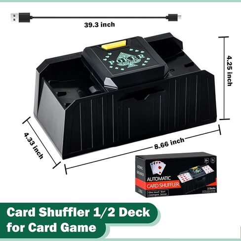 Automatic Card Shuffler, 1-2 Decks Poker Shuffler Portable Card Shuffler, Intelligent Sensor One-Touch Start Playing Card Shuffler Machine for Casino, Club Gaming and Home Party (Green) in Kuwait