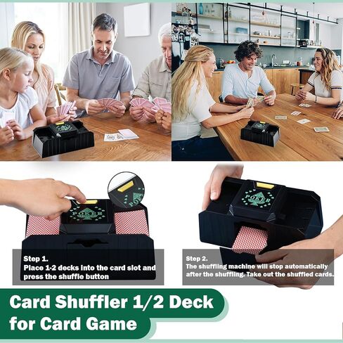 Automatic Card Shuffler, 1-2 Decks Poker Shuffler Portable Card Shuffler, Intelligent Sensor One-Touch Start Playing Card Shuffler Machine for Casino, Club Gaming and Home Party (Green) in Kuwait