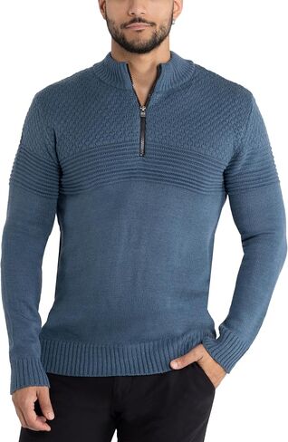 X RAY Mens Quarter Zip Pullover Sweater, Slim Fit Knit Long Sleeve Polo Quarter Zip Pullover Golf Sweatshirt for Men in Saudi Arabia