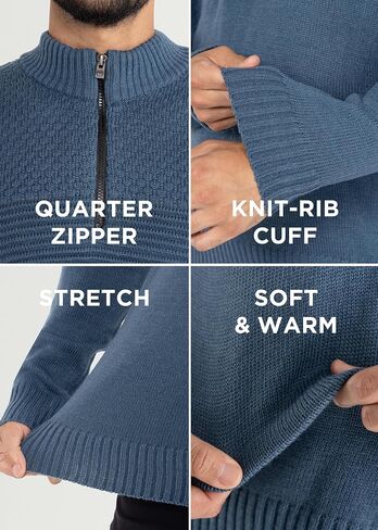 X RAY Mens Quarter Zip Pullover Sweater, Slim Fit Knit Long Sleeve Polo Quarter Zip Pullover Golf Sweatshirt for Men in Saudi Arabia