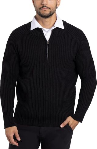 X RAY Mens Quarter Zip Pullover Sweater, Slim Fit Knit Long Sleeve Polo Quarter Zip Pullover Golf Sweatshirt for Men in Saudi Arabia