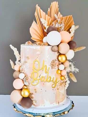 LaVenty Boho Gold Cake Topper Cake Topper Neutral Baby Shower Cake Decorations for Boho Wedding Bridal Baby Shower Birthday Party Supplies in Saudi Arabia