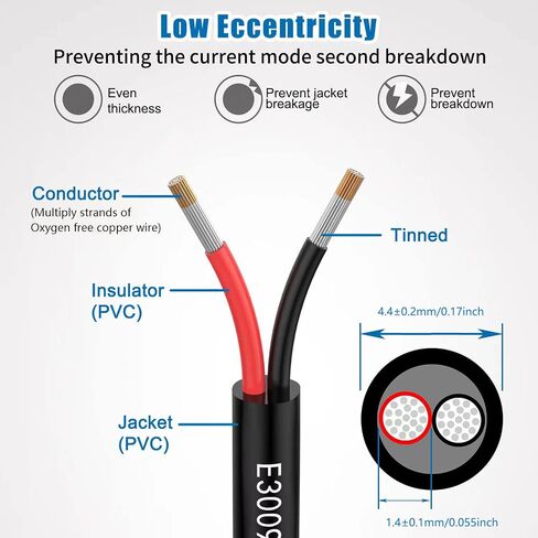 سلك قياس 24 24/2 سلك كهربائي 2 كابل تمديد موصل 10 أقدام UL2464 DC 5V/12V/24V/300V 24 AWG سلك نحاسي معلب خالي من الأكسجين جهد منخفض لمصابيح LED للسيارات in Kuwait