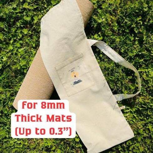 Yoga Mat Bag with min pocket for 8mm Thick Mats (Up to 0.3'') – 100% Raw Cotton Yoga Mat Bags Carrier, Fits Most Yoga & Pilates Mats, Minimalist Design in Saudi Arabia