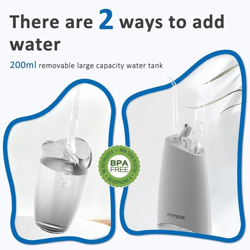 JIMOK Water Flosser - 4 Modes Cordless Portable Water Flosser for Teeth, IPX7 Waterproof, 200ml Removable Water Tank, Easy to Clean, Rechargeable Oral Irrigator Cleaner for Home and Travel(Grey) in Saudi Arabia