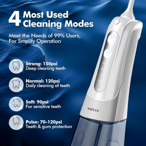 Cordless Water Dental Flosser for Teeth, with 8 Jet Tips, 300ML Tank Oral Irrigator Portable with 4 Modes IPX7 Waterproof Rechargeable Water Floss for Home Travel, Adults Teeth Cleaning (Black) in Saudi Arabia