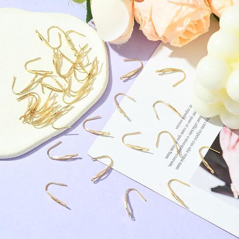 BEEFLYING 5 Pairs Brass Huggie Earring Hoops with Loops 18 Gauge Real 18K Gold Plated Earrin Hooks for DIY Earring Jewelry Making in Saudi Arabia