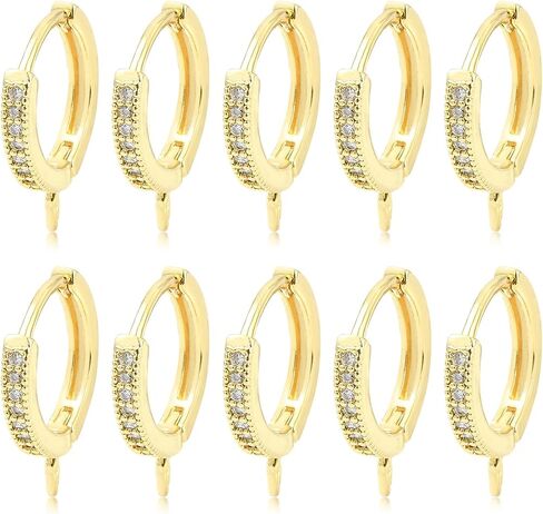 BEEFLYING 5 Pairs Brass Huggie Earring Hoops with Loops 18 Gauge Real 18K Gold Plated Earrin Hooks for DIY Earring Jewelry Making in Saudi Arabia