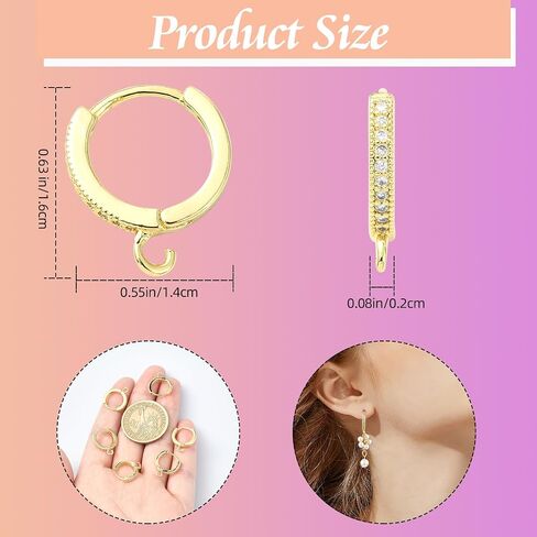 BEEFLYING 5 Pairs Brass Huggie Earring Hoops with Loops 18 Gauge Real 18K Gold Plated Earrin Hooks for DIY Earring Jewelry Making in Saudi Arabia