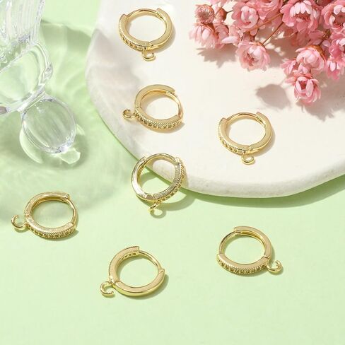 BEEFLYING 5 Pairs Brass Huggie Earring Hoops with Loops 18 Gauge Real 18K Gold Plated Earrin Hooks for DIY Earring Jewelry Making in Saudi Arabia