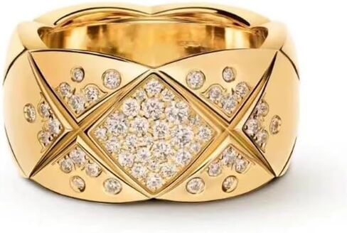 مصمم فاخر 18K طلاء الذهب سحق حلقة عرض السطح ضيق 3.5 مم متوسط ​​7 مم عرض 11 مم نمط معينات متقاطعة للنساء والرجال أزياء كلاسيكية بسيطة in Saudi Arabia