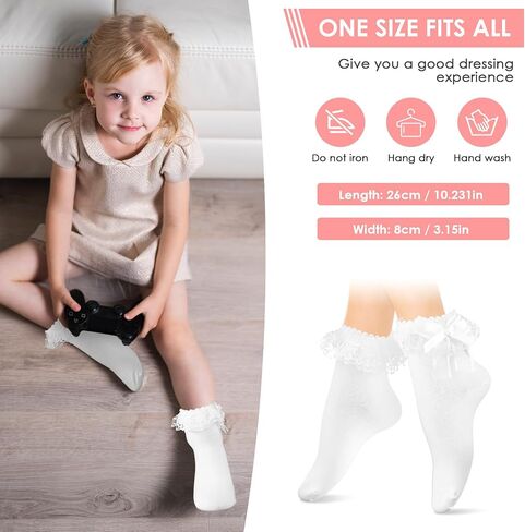 Women Lace Ankle Socks, Lace Ruffle Frilly Ankle Socks Calf Socks for Women, White Soft Cotton Socks in Saudi Arabia