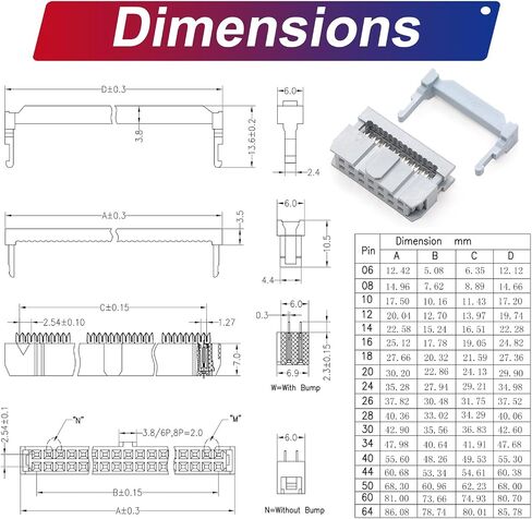 IDC Cable IDE Flat Ribbon Cable 10/14/16/20/26/30/34/40 Pin Ribbon Cable IDC Cable Connector, Male to Female IDE Extension Cable 50CM Length FC 26-Pin 2Pcs(KS-MF26) in Kuwait