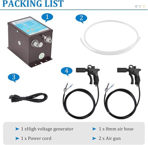 مسدس هواء مؤين 7 كيلو فولت مضاد للكهرباء الساكنة لسجلات الفينيل، مزيل ثابت يستخدم مع ضاغط الهواء، مسدس مضاد للكهرباء الساكنة للطلاء التلقائي + مولد الجهد العالي (بندقيتين مؤينتين) in Kuwait