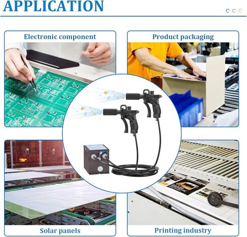 مسدس هواء مؤين 7 كيلو فولت مضاد للكهرباء الساكنة لسجلات الفينيل، مزيل ثابت يستخدم مع ضاغط الهواء، مسدس مضاد للكهرباء الساكنة للطلاء التلقائي + مولد الجهد العالي (بندقيتين مؤينتين) in Kuwait