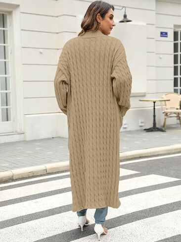 Womens Long Cardigan Sweater Open Front Long Sleeve Chunky Cable Knit Duster Outerwear Maxi 2024 Fall Jacket Coats in Saudi Arabia