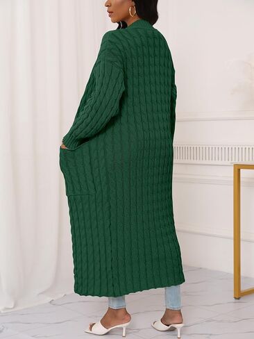 Womens Long Cardigan Sweater Open Front Long Sleeve Chunky Cable Knit Duster Outerwear Maxi 2024 Fall Jacket Coats in Kuwait